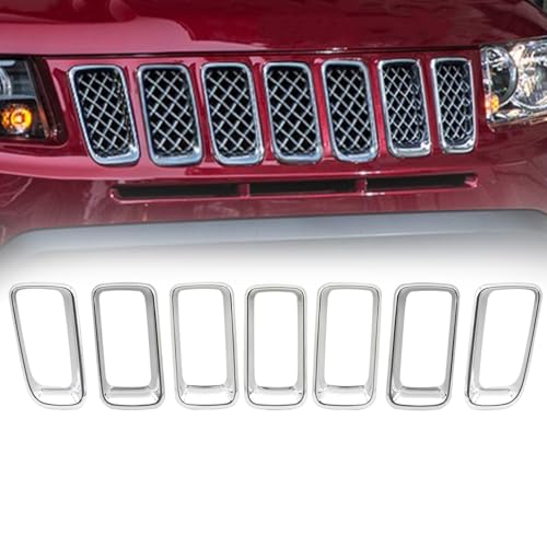 Image of JINCHEN 7pcs Grill Mesh Inserts Clip-on Compatible with Jeep Compass 2011-2016, Front Grill Inserts Grille Cover Frame Trims (Chrome)