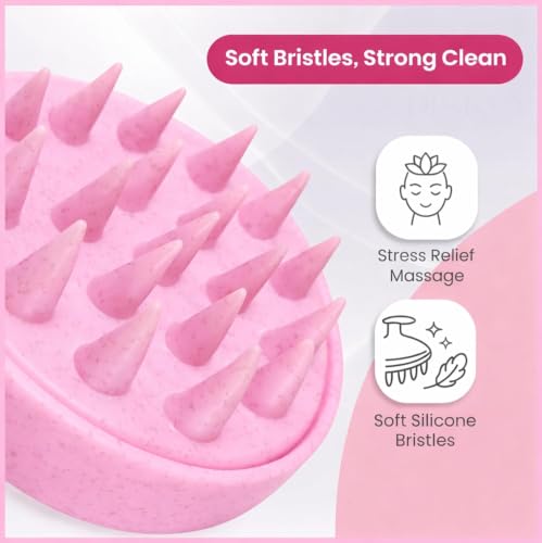 Image of Episkey Scalp Massager Shampoo Brush for Hair Wash Anti-Dandruff Silicone Scalp Scrubber with Soft Bristles | Deep Clean, Exfoliation & Hair Growth Ayurvedic Head Massage Brush for Men&Women(JP-35) (PACK 2)