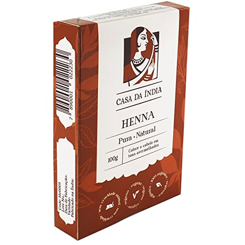 Kit 2 Henna Indiana Pura 100% Natural Ruivo Acobreado para os Cabelos 100g cada - Casa da Índia