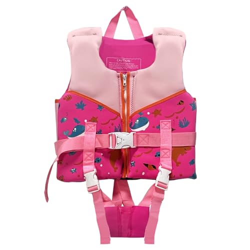 Chalecos de natación para niños de 24 a 65 libras/3 a 9 años, chaqueta de natación ajustable, ayuda para niños y niñas, para aprender a nadar (rosa, S (22-33 libras/2-4 años))