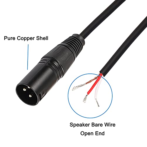 Meiriyfa Xlr Cable Microphone Cable 3Pin Xlr Pigtail Bare Wire Open End Gold Plated Xlr Connector Speaker Cord Replacement Audio Cable For Dj/Pa Amplifier Subwoofer-2M (Xlr Male) #TOP4