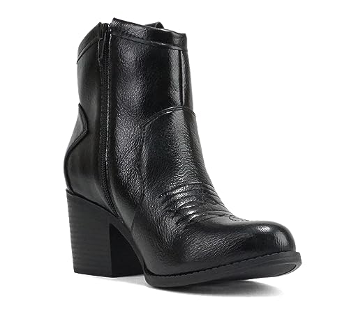 Image of Soda inchTELLER inch ~ Women's Western Cowboy Boots with Stitched Detailing, Pointed Toe, and Low Block Heel