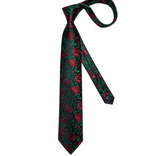 Image of DiBanGu Paisley Ties for Men Silk Necktie and Pocket Square Cufflinks Tie Clip Set Woven Classic Mens Tie for Wedding Party