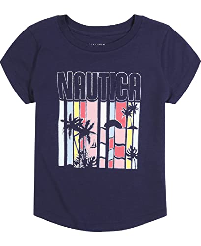 Image of Nautica Girls Short Sleeve T-Shirt with Fun Graphic Design, Cotton Tee with Tagless Interior