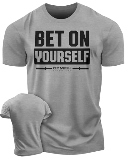 Gymish Lifestyle Bet On Yourself Workout Shirts for Men, Motivational Gym Shirts