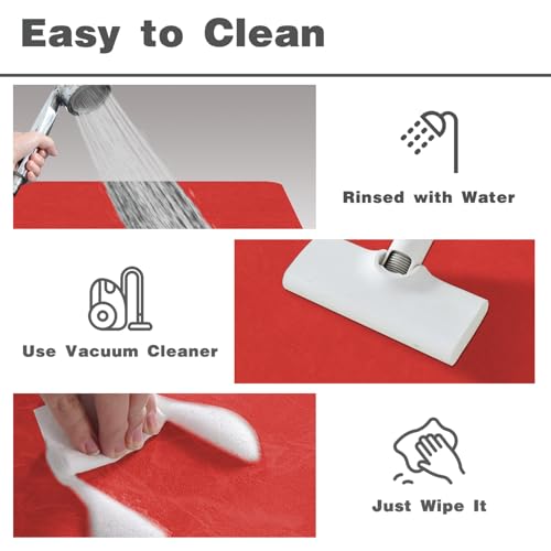 Bath Mat, Bathroom Rugs Non Slip Washable Thin Absorbent Quick Dry Bath Mat Fits Under Door Bathroom Floor Mat Perfect for Bath, Shower, or Sink 20"x48" Red