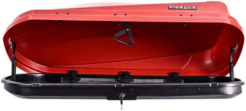 Rooftop Cargo Box Car Top Carrier Hard Shell Roof Cargo Carrier with Security Keys Roof Box Cargo Box, 62 (L) x 31 (W) x 15 (H) Inches, 14 Cubic Feet (Tool-Free Install), RED