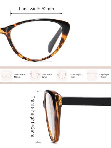 Image of 4 Pack Fashion Cat Eye Reading Glasses for Women, Computer Blue Light Blocking Readers Anti Glare Eyeglasses 0.5