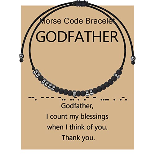 KUIYAI Bracelet pour parrain avec code morse « I Count My Blessings When I Think of You », 0.2 Cover