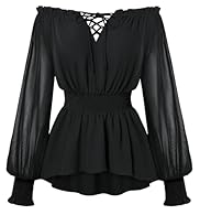Features: This women's long sleeve top has a convertible neckline with lace up details. It features smocked waist, lantern sleeves with smocked cuffs and a high low hem. The front V cut adds charm, making it a popular going out top and blouse for wom...