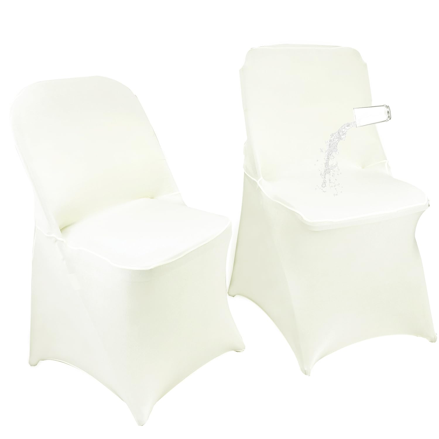 40PCS Stretch Spandex Folding Waterproof Chair Covers,Universal Fitted Chair Cover Protector for Wedding Party Banquet Holidays Celebration Decoration(Ivory)