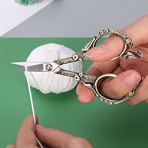Hitopty Precision Embroidery Scissors – 4.6In Vintage Classic Straight Pointed Shears, Sharp Stainless Steel Small Detail Thread Snips For Needle Craft, Sewing, Decoupage, Yarn, Fabric – With Pouch #TOP5