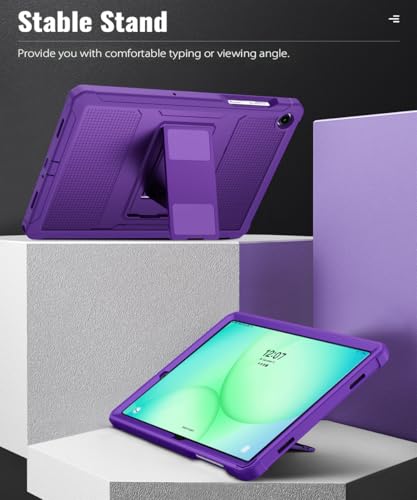 Image of MoKo Shockproof Case Fit Samsung Galaxy Tab A11+ Plus / A9+ 11 Inch | Full Body Rugged Stand Back Cover with Built-in Screen Protector for Galaxy Tab A11+ / A9+ Tablet, Deep Purple