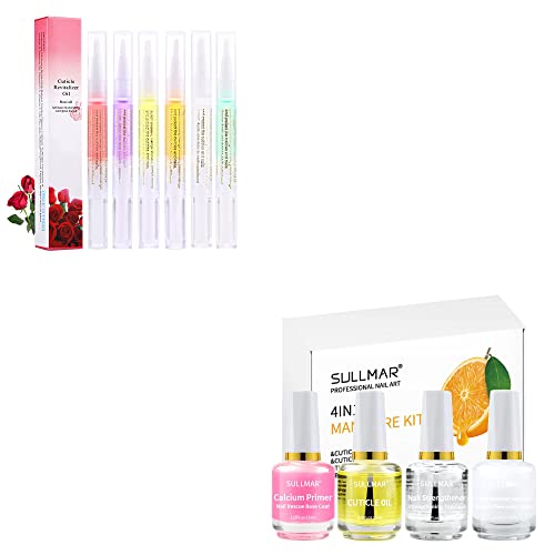 SULLMAR Nail Cuticle Oil Nail Nutrition Oil Pen Repair Nail Care Kit with Cutucle Oil