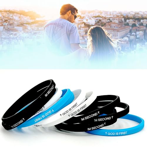 GOD IS FIRST BRACELET,IM Second Christian Rubber Inspirational Bible Verses Bracelets Motivational Jewelry Gifts for Men Women3