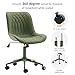 YOUNIKE Home Office Desk Chair with Wheels Armless Vanity Chair with Back Comfy Modern Leather Upholstered Rolling Task Chair Swivel Small Cute No Arms Wide Adjustable Ergonomic All Green