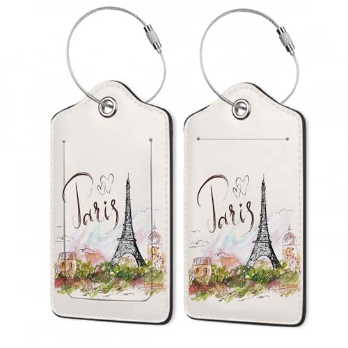 Paris Tower Luggage Tags, 2Pcs with Privacy Flap & ID Label