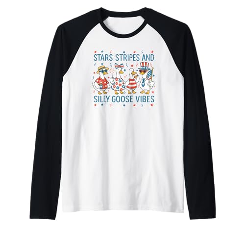 Stars Stripes and Silly Goose Vibes, 4th of July Raglan Baseball Tee