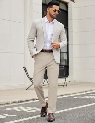 Image of COOFANDY Mens Casual Chino Pants Elastic Waist Classic-Fit Dress Slacks