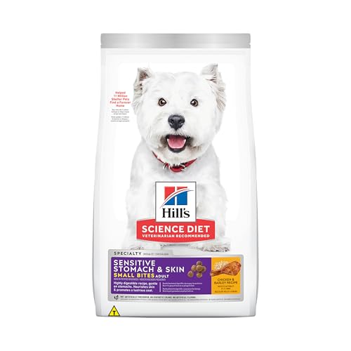 Hill's Science Diet, Ração, Cães Adultos, Pele Sensível, Pedaços Pequenos, Frango, 1,8 kg