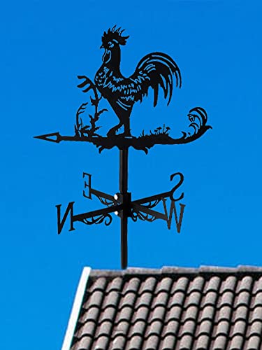 Abizarch Rooster Weather Vane for Roof,Stainless Steel Rooster Weathervane Wind Direction Indicator Anti-Aging Rooster Weathervane Chicken Ornament for Farmhouse Gardens Courtyard - Thumbnail 6