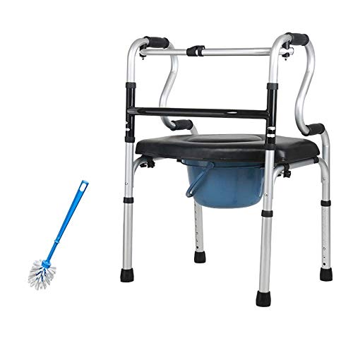 Cadre de marche pliable avec siège en cuir PU pour rééducation et autonomie des seniors
