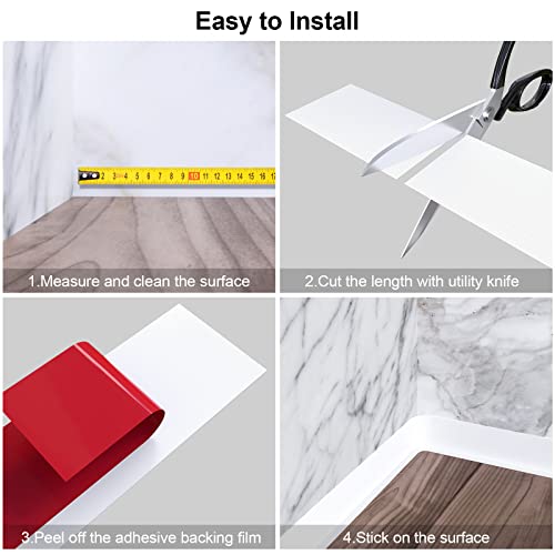 Pluden Flexible Baseboard Molding Trim, 5 Inch(W) x 20 Feet(L) Self-Adhesive Vinyl Wall Base Cove Base, Peel and Stick Rubber Wall Base with a Crease Moulding Trim