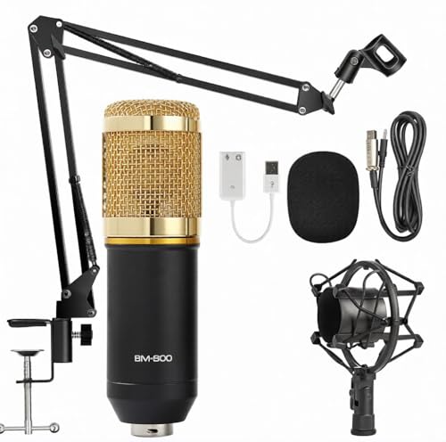 Image of Nutts Condenser Microphone Set Podcast Broadcasting Mic for YouTube, Gaming and Home Studio Recording Set with Scissor Arm Stand U Shape Pop Filter& 3.5mm Audio Jack Mic Set