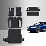 TOUGHPRO Floor Mats for Tesla Model X Long Range/Plaid (6 Seater) - Heavy Duty All Weather Custom Fit Rubber Mats - Compatible with Models 2022-2025 | Complete Set Mats, Black
