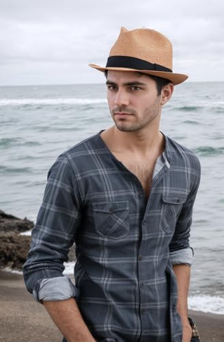 Image of 1920s Men Fedora Hat Cap for Men,Manhattan Hat for 1920s Mens Gatsby Costume Accessories