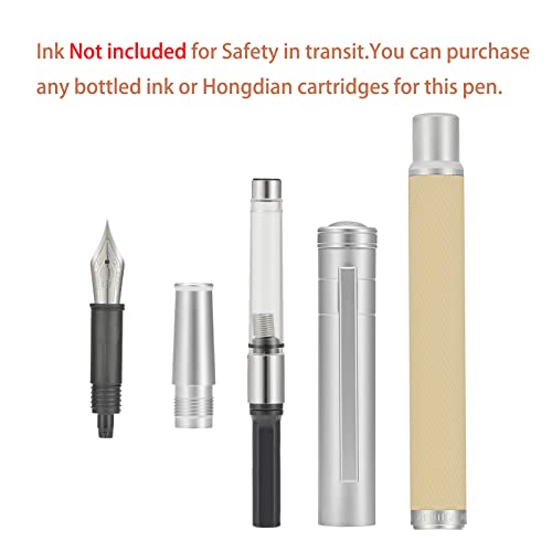 Image of Hongdian White Forest Fountain Pen Blade Nib Classic Design Calligraphy Pen with Converter and Metal Pen Case Set