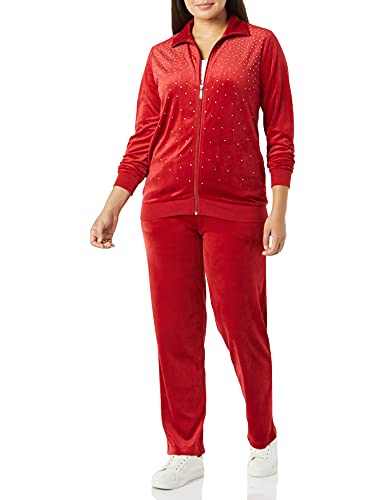 AmeriMark Women Velour Rhinestone Sweatsuit Set – Ladies 2-Piece Tracksuit Zip-Up Jacket Elastic Waist Pants Athletic Outfit