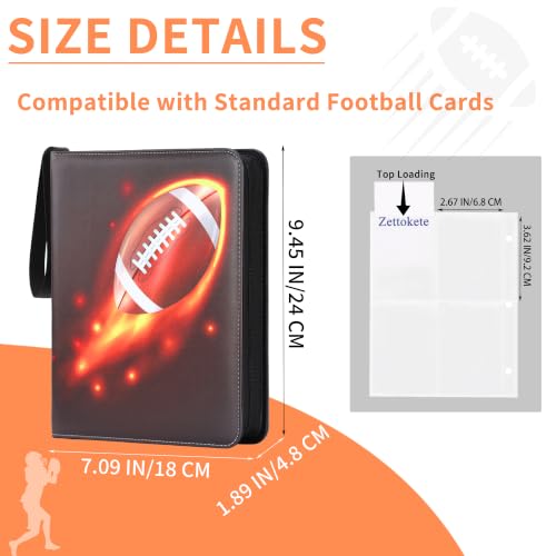 Image of 4 Pocket Football Card Binder with Zipper, Holds 400 Cards | 50 Removable Acid-Free & PVC-Free Card Pages, Durable PU Leather Cover for Long-Term Card Storage and Protection