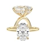 DIAMSLAND 3 Carat Lab Grown Diamond Engagement Ring, Hidden Halo IGI Certified 1-5 Carat Oval Cut, D-E Color VS1-VVS2 Clarity, 14k-18k Gold, Available in Yellow, White, Rose Gold