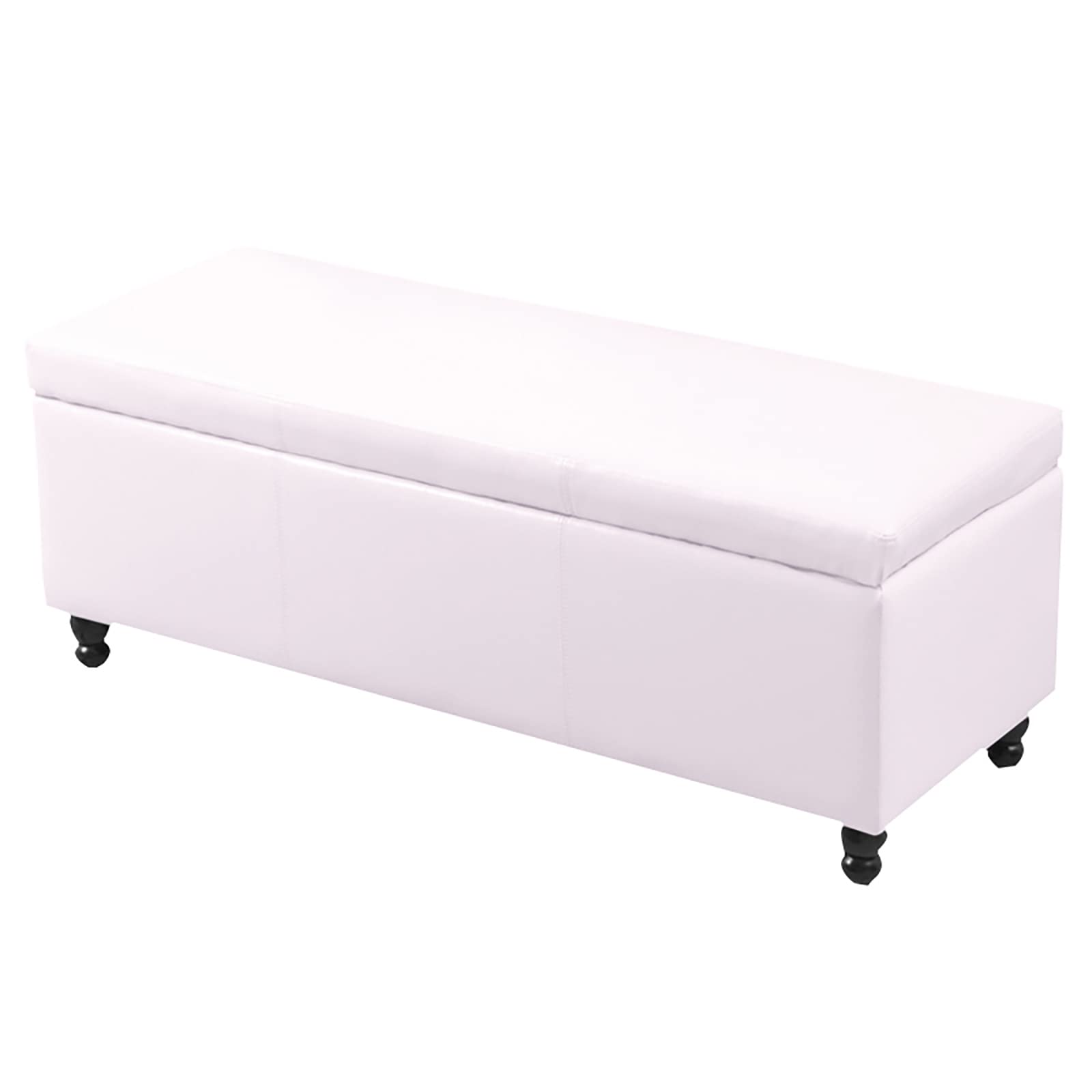 LMMIAOZ White Leather Storage with Lift Top Modern Tufted Foot Rest Stool for Livingroom Bedroom 80x43x42cm