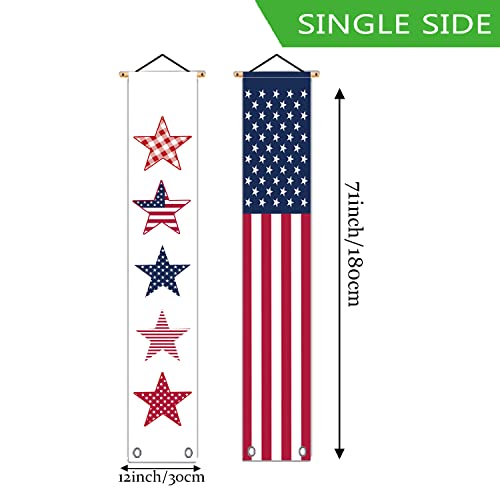 4Th Of July Banner Front Door Sign Patriotic Porch Banner American Flag Stars Hanging Flag Independence Day Home Yard Porch Garden Indoor Outdoor Party Wall Decoration 12 X 71 Inch #TOP4