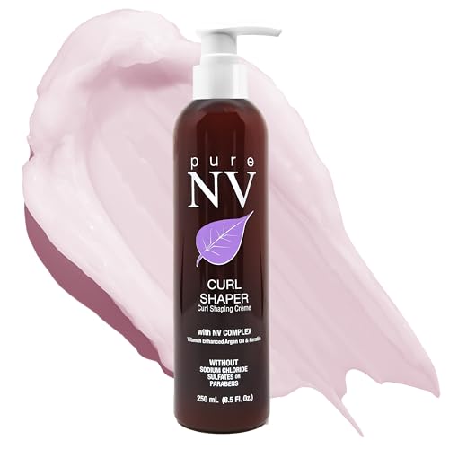 Pure NV Curl Shaper Transform Messy Curls By Softening & Eliminating Frizz, Made From Natural Vitamins & Minerals, Keratin, Collagen & Argan Oil Infused To Repair, Restore & Strengthen 8.5 Oz.