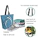 Fashion Extra Large Shoulder Tote Bag, Ethnic Art Design Two Dolphins Blue Canvas Durable Daily Weekender Handle Bag Ideal for Gym Picnic Yoga Beach Travel Kitchen Market Grocery Shopping