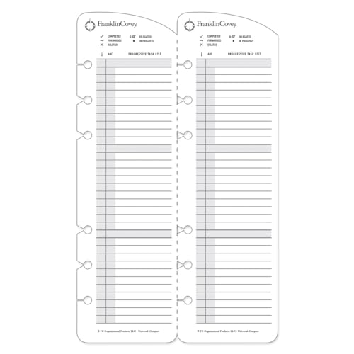 FranklinCovey - Progressive Task List for Ring-Bound FranklinCovey Planners | Easily Removable to Move Repeating Tasks to New Days (Compact, 26 Cards)
