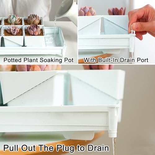 Plastic Plant Drip Tray with Water Storage Plug - Thickened Multi-Functional Pot Water Collector for Indoor/Outdoor Use (White, 43x10x3cm/17x4x1.2in)
