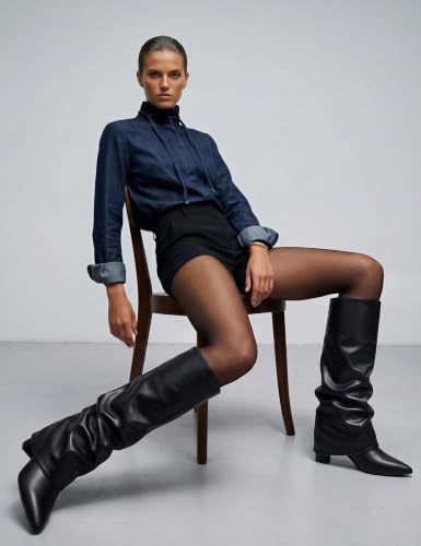 Slouchy Fold Over Knee High Boots
