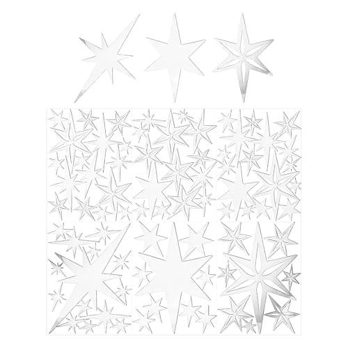 Tiajingzi Decoración de pared de espejo de estrella acrílico 3D extraíble de habitación de estrellas