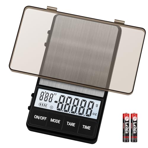 UNIWEIGH Bascula Cafe de 1000g/0,1g, Báscula de Café Espresso,Bascula Precision Con Pantalla Retroiluminada,Bascula Cocina Digitales con Temporizador (pilas incluidas)