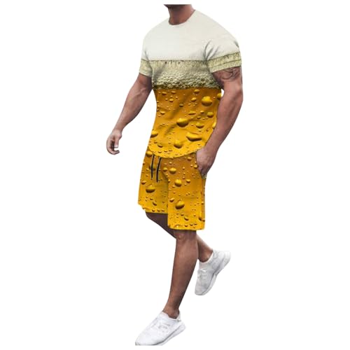 Camiseta de cerveza impresión 3D y pantalón corto en chándal de verano para hombre