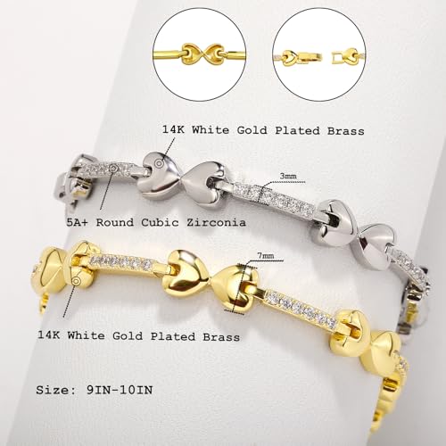 TOPGRILLZ Heart Bow Anklets for Women – 14K Gold Plated 5A Cubic Zirconia Ankle Bracelets with Fold-Over Clasp – Perfect Summer Beach Jewelry in 9 IN / 10 IN Sizes - Image 2