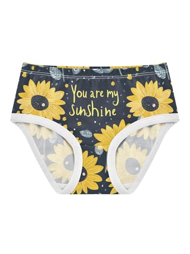 ZZKKO Cartoon Sunflower and Blue Leaves Girls Underwear Toddler Panties for Girls Comfort Brief Size 2-8T