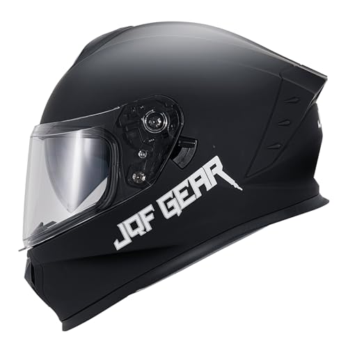 JQF Gear Motorcycle Full Face Dual Visor Helmets for Adults Street Bike Racing Motorbike Helmet A8 DOT Approved (Matte Black