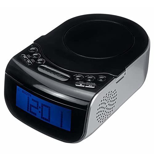 POOPFIY Player de CD de Audio de Audio portátil Radio FM Altavoces de HiFi Incorporado con Pantalla LCD Pantalla FM Radio Soporte Timing Boot & Alarm Reloj de Alarma Cover