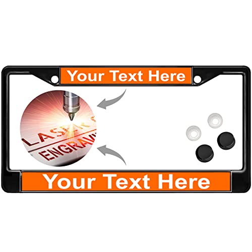 Custom Metal License Plate Frame with Laser Engraved Text