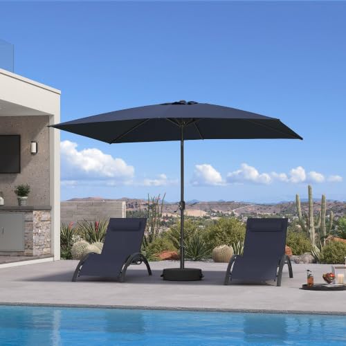 PURPLE LEAF Patio Umbrella 6.5' x 10' with Base Dual-Angle Tilt, Navy Blue — view 2